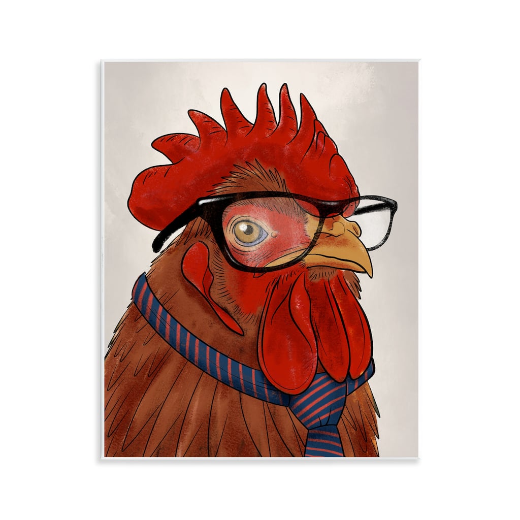 Stupell Trendy Rooster with Tie Wall Plaque Art Design By Marcus Prime