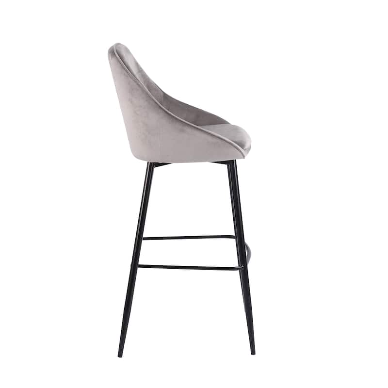 Porthos Home Ugo Bar Stools Set of 2, Velvet Upholstery, Iron Legs