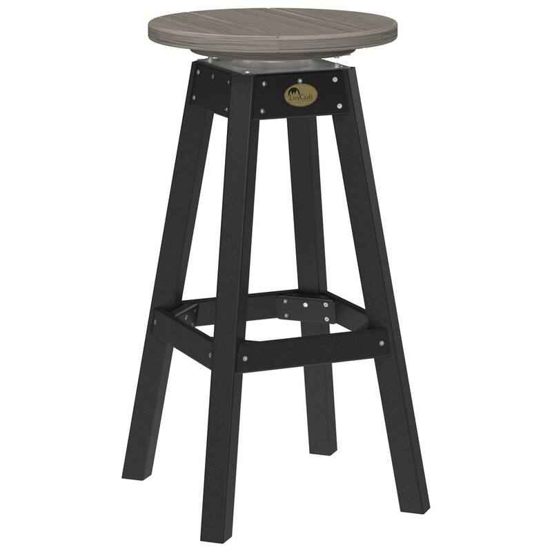 Poly Lumber Bar Stool - Coastal Gray Woodgrain & Black
