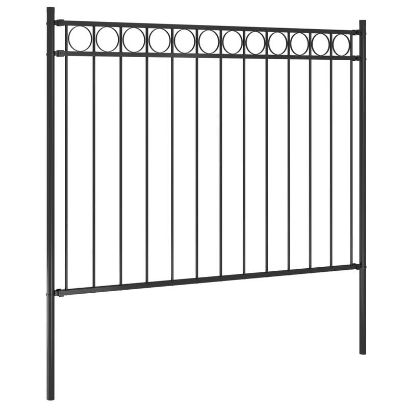 vidaXL Garden Fence Steel 5.9 ft x 2.6/3.3/3.9/4.9 ft Black