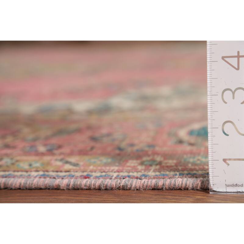 Pink Tabriz Vintage Persian Rug Hand-Knotted Wool Carpet - 8'3" x 10'10"