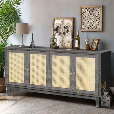 Modern Farmhouse Style Horizontal Sideboard with Two Cabinets