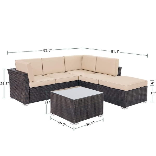 Suncrown Outdoor 4Piece Contemporary Patio Rattan Sectional Set On
