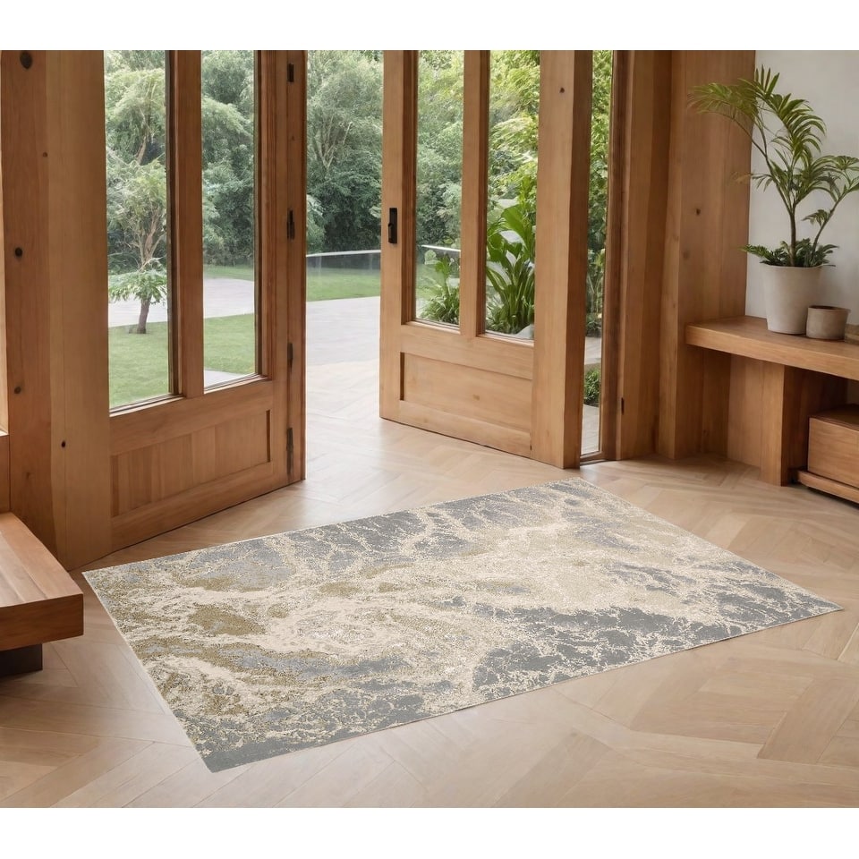 Tadog Abstract Stain Resistant Area Rug By HomeRoots - 2' x 3'