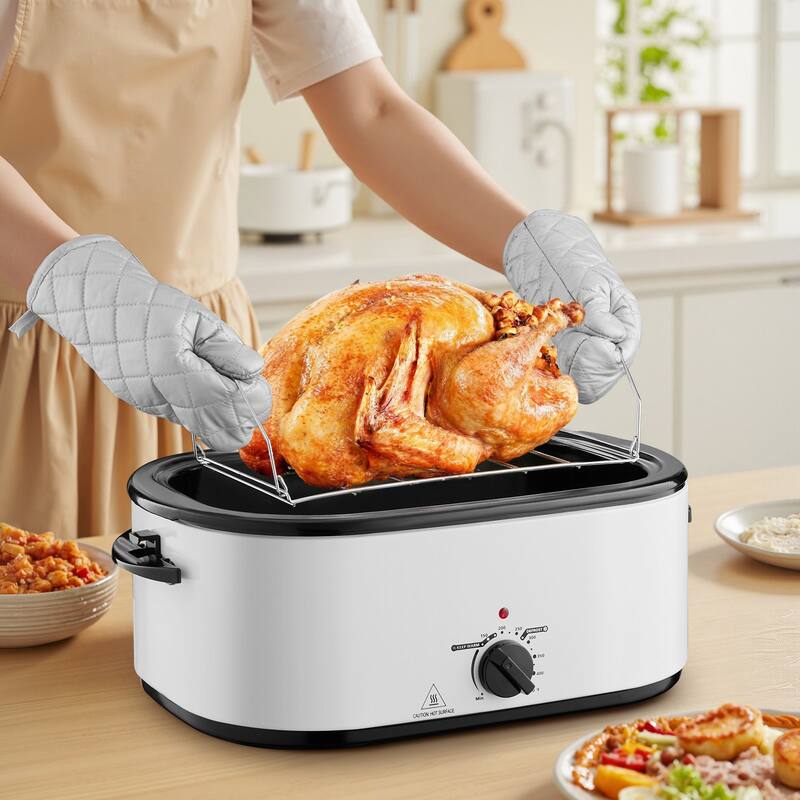 Black-Silver 26QT Electric Roaster Oven with Self-Basting Lid and Rack - 23.23 x 15.67 x 13.58 inch