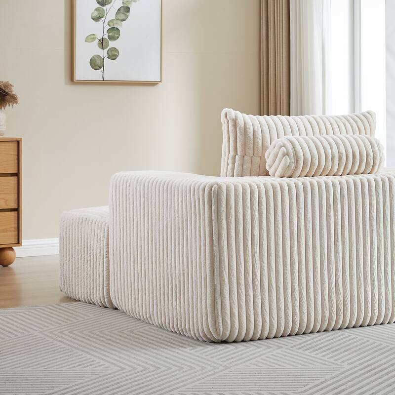 Roomfitters 62.5" Modern Corduroy Lounge Chair with Removable Ottoman, Stylish Sleeper Sofa with Pillows, for Living Room