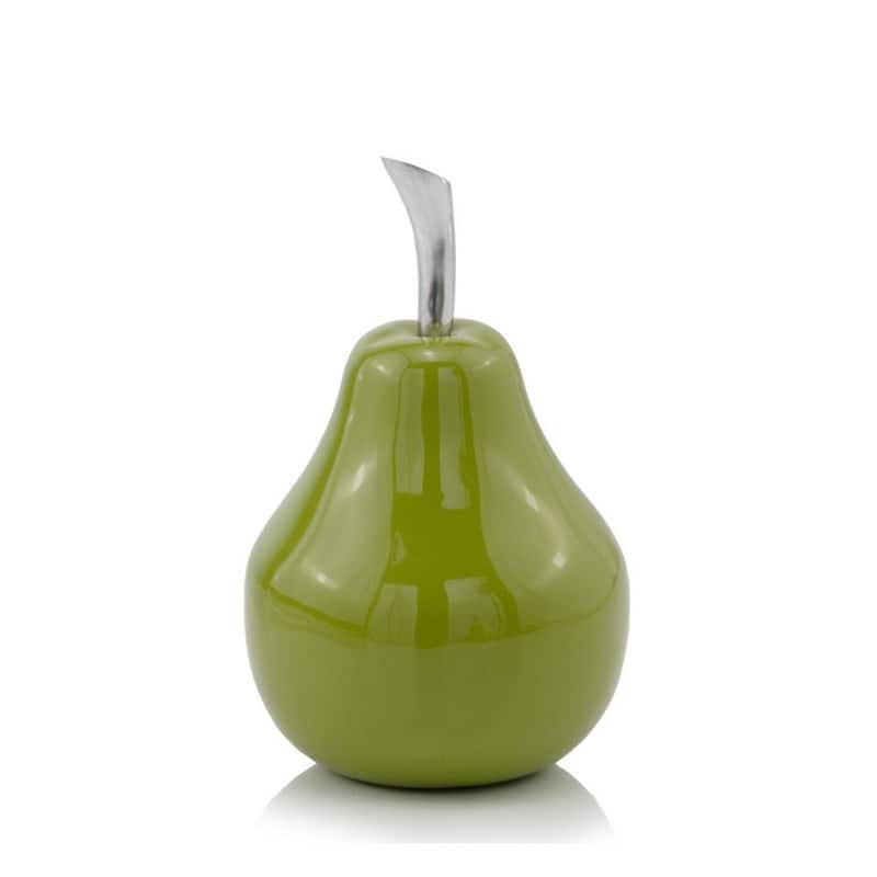 HomeRoots 7" Green Aluminum Pear Easter Sculpture - 7 x 4.25 x 4.25