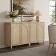 preview thumbnail 7 of 15, Bohemian Arched Rattan Door Sideboard with 2 Adjustable Shelves - 1-Piece