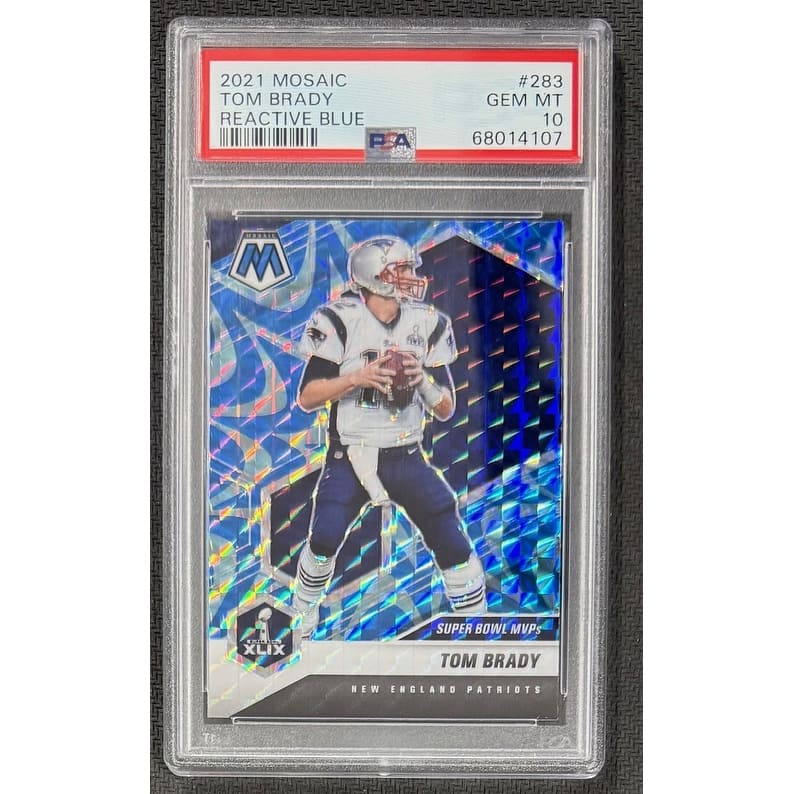 Tom Brady 2021 Panini Mosaic Reactive Blue Football Card #283 Graded PSA 10 - 8' x 11'