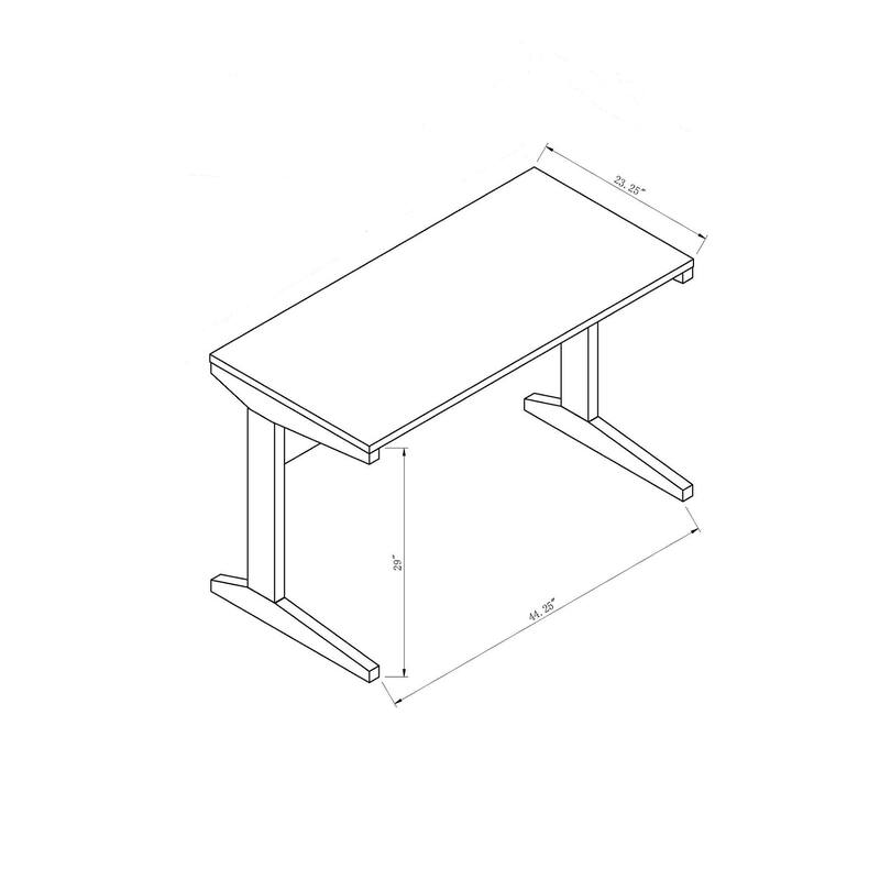 Home office desk with modesty panel and detached file cabinet on locking wheels with two drawer