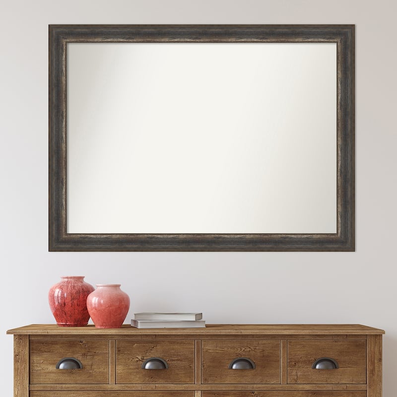 Non-Beveled Wall Mirror - Alta Rustic Char Frame
