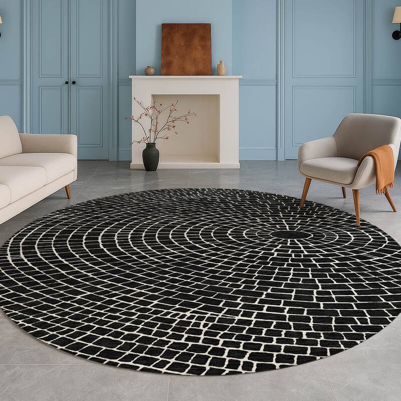 Machine Washable Indoor/ Outdoor Modern Gravity Chantille Rug