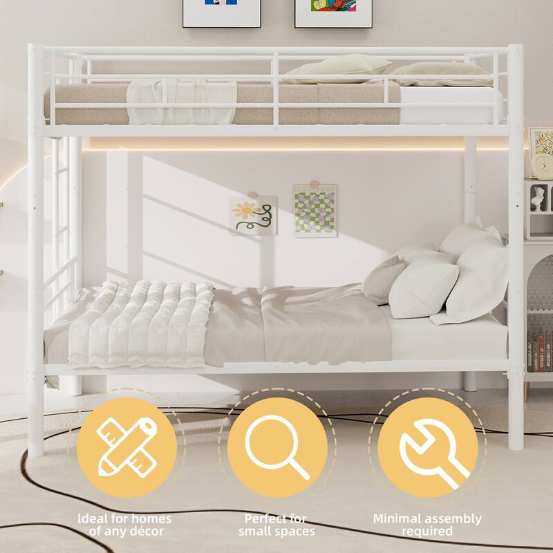 GDFStudio - Twin Over Twin Metal Convertible Bunk Bed Frame
