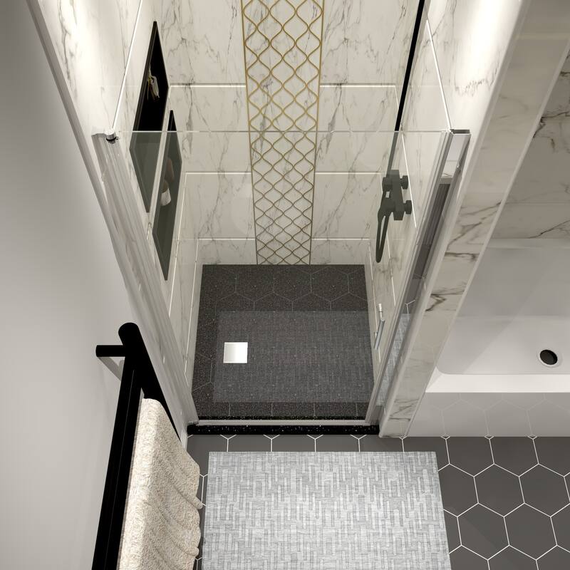 34" W x 72"H Pivot Frameless Swinging Shower Door