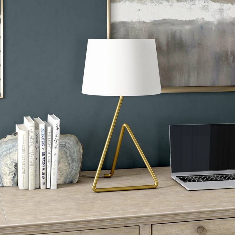 22" Metal Table Lamp With White Bell Shade - 12" x 12" x 22"
