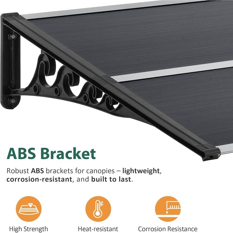 MCombo Window Awning Door Canopy Exterior 40'' x 80'', Polycarbonate Cover Front Door Outdoor Patio Awning Canopy