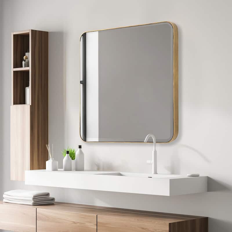 Uttermost 09794 Hampshire 36" W x 36" H Square Framed Bathroom Mirror - Antique Gold