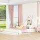 preview thumbnail 2 of 8, Full Size Wooden Floor Bed with House-shaped Headboard and Chimney Design