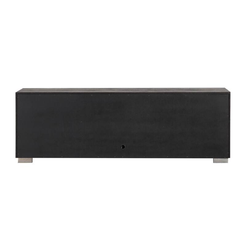 Furniture of America Alaric Modern Black Solid Wood 2-Piece Bedroom Set with 72-inch Fireplace TV Stand