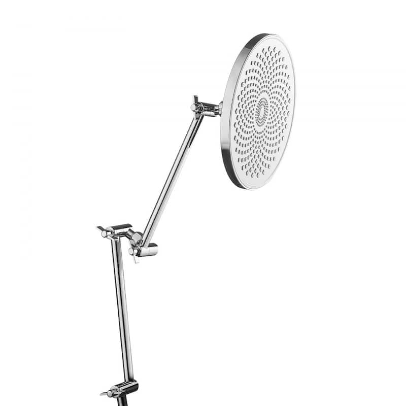 Silver Stainless Steel Adjustable 11-Inch Shower Head Arm Extender with 360 Rotation - 11.0 x 2.6 x 2.6in
