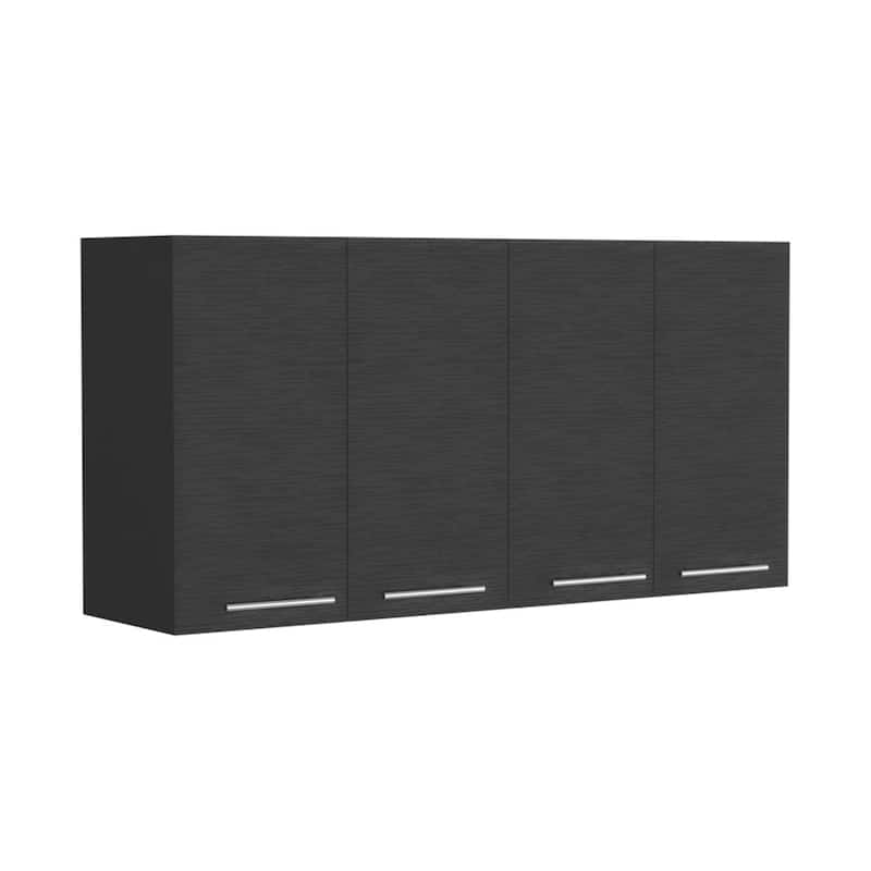 FM Furniture Aztec 2-Piece Kitchen Set with Wall Cabinet and Utility Sink Cabinet, Black/White