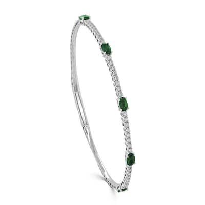 Joelle Collection Diamond & Gemstone Bangle Flexible 14K Gold Emerald, Sapphire