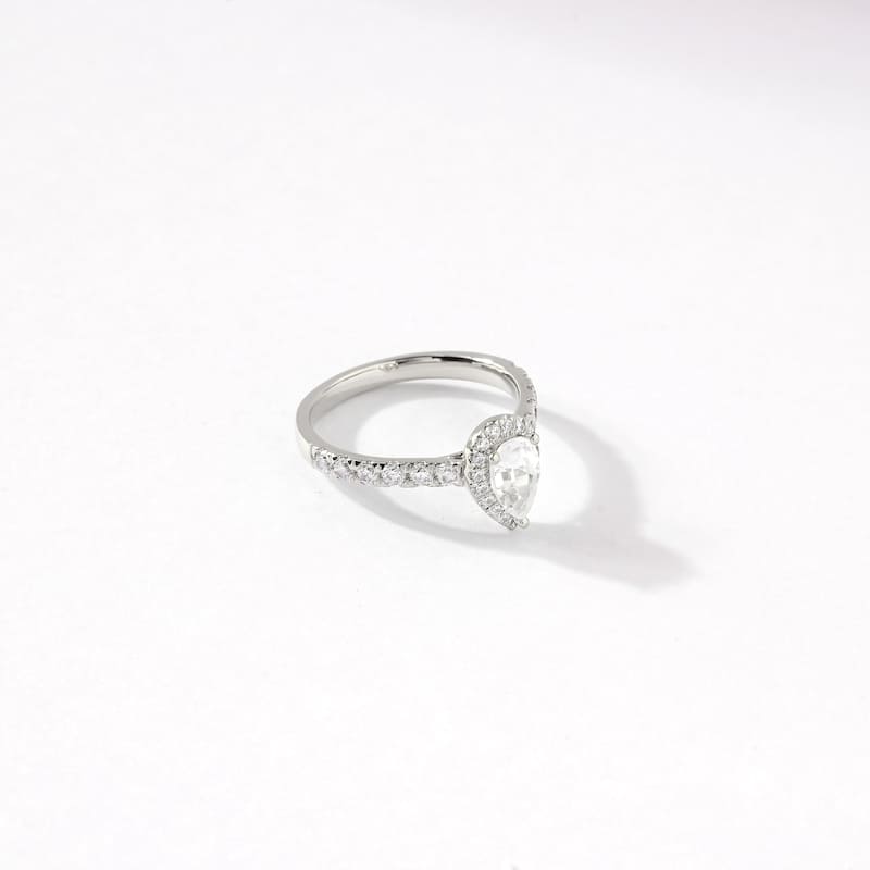 1ct TDW Diamond Pear Shape Halo Ring in 10k Gold for Women