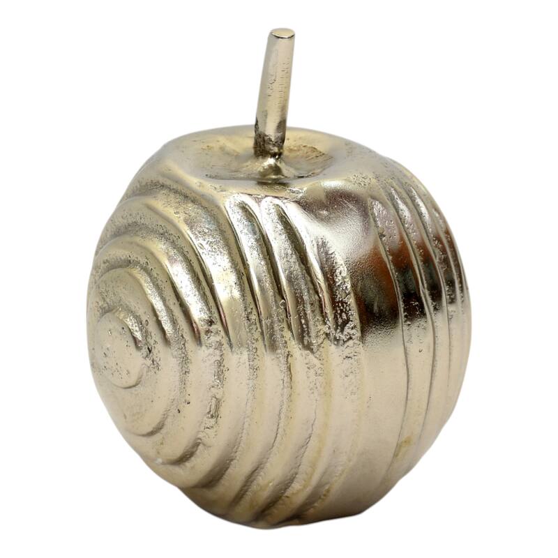 Aluminum Apple Sculpture with Modern Textured Design - 6" Gold - 5" x 5" x 6"