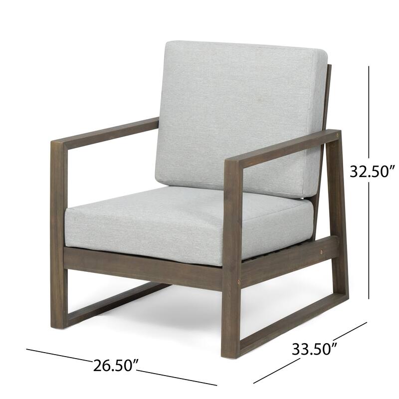Roomfitters Modern Outdoor Wooden Club Chair with Clean-Line Frame and Weather-Resistant Cushions