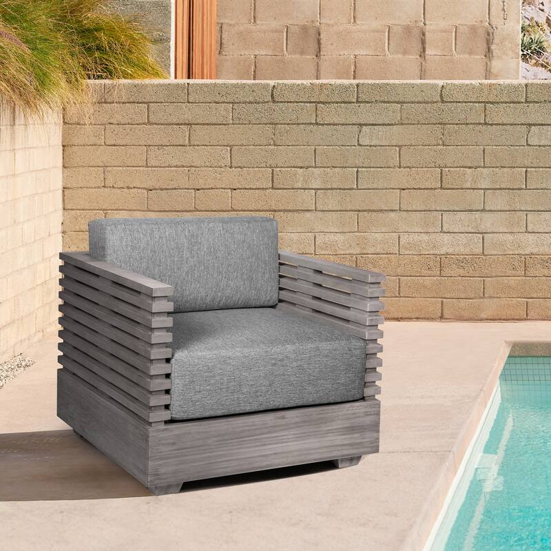 Vivid Modern Solid Wood 4 Piece Outdoor Conversation Set with Olefin Cushions