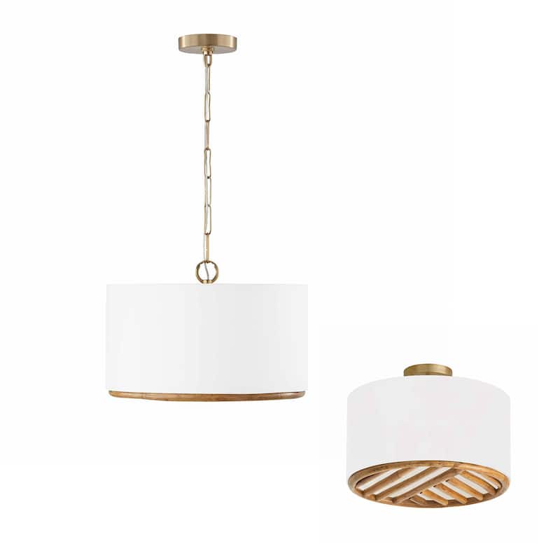 Soleil 3-light Matte Brass Convertible Semi-Flush/ Pendant