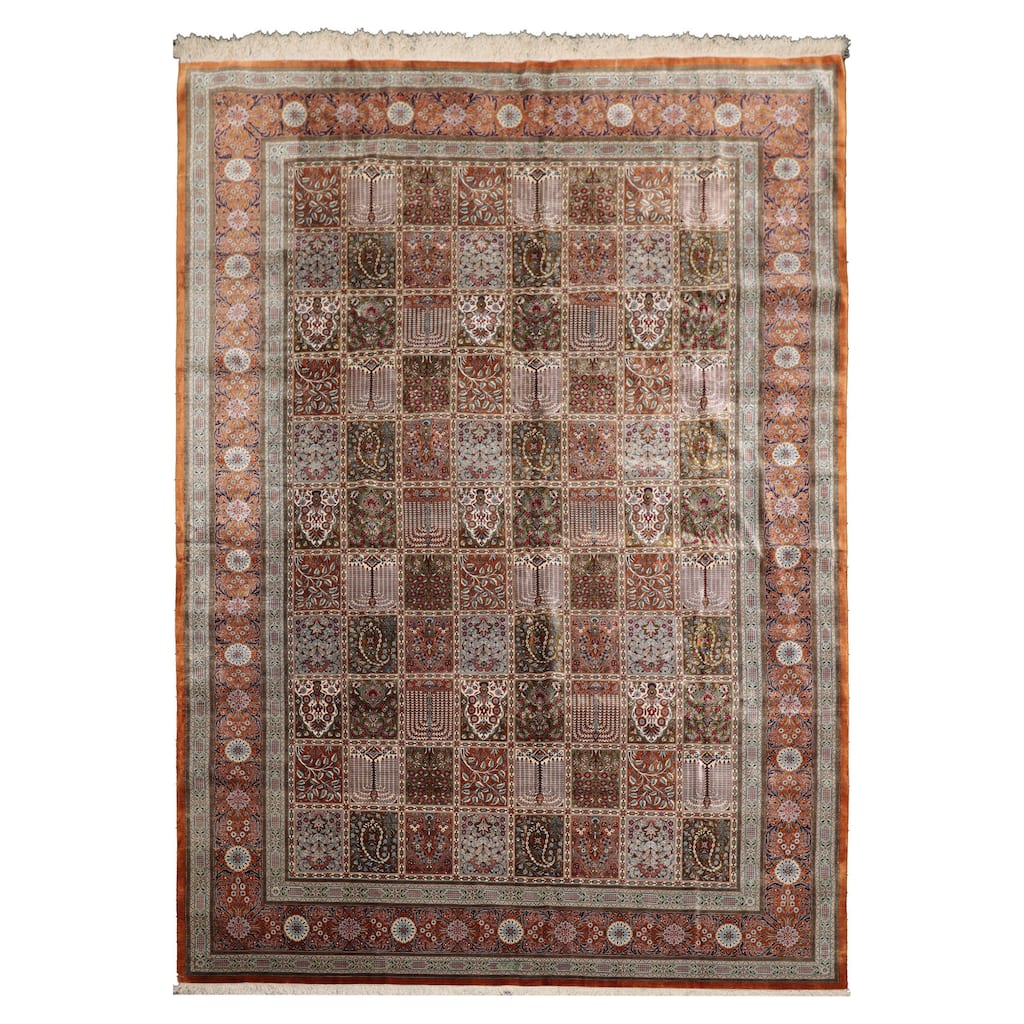 7x10 Hand Knotted Caramel Qum All Silk Traditional 600 KPSI Rug - 7' x 10'