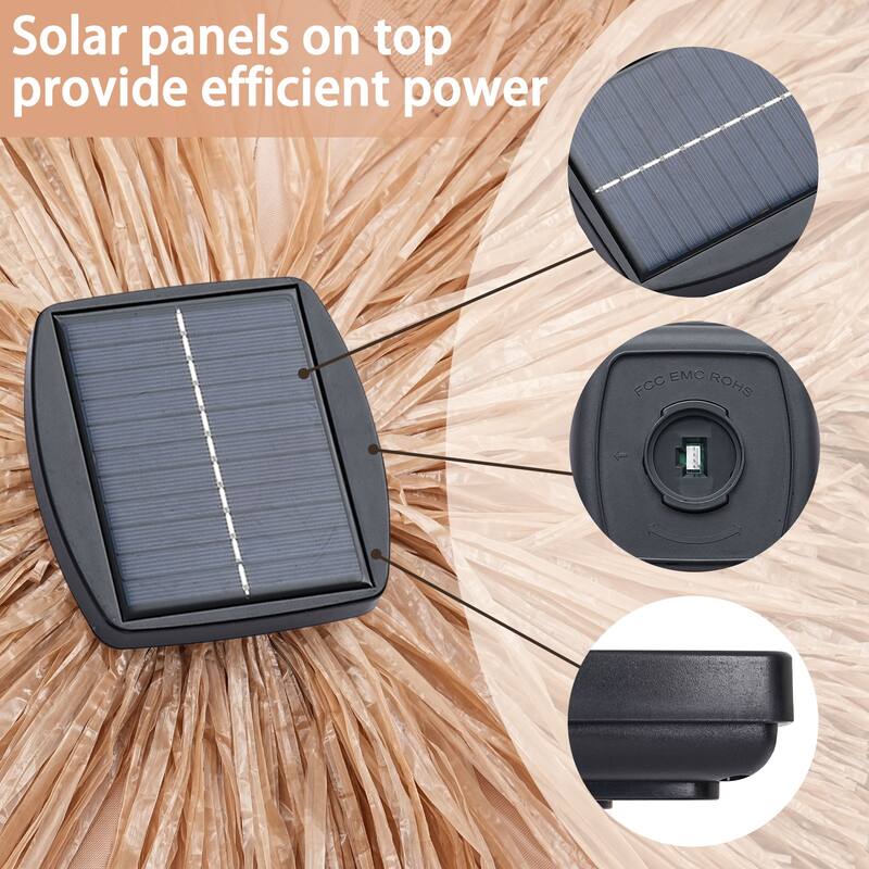 Autlaycil 7.5ft Thatched Tiki Umbrella with Light,Beach Umbrella for patios outside