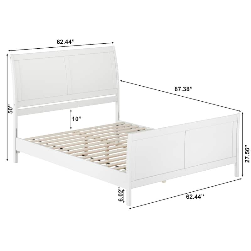 Valencia Solid Wood Low Profile Sleigh Platform Bed with Matching Footboard