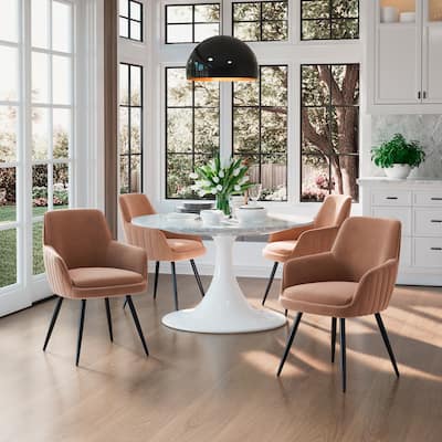 Mid-Century Upholstered Accent Chair with Channel-Tufted Back Set of 2