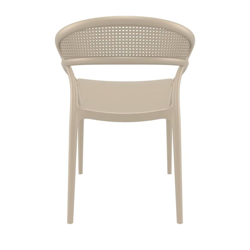 32.25" Taupe Mesh Outdoor Patio Round Dining Chair