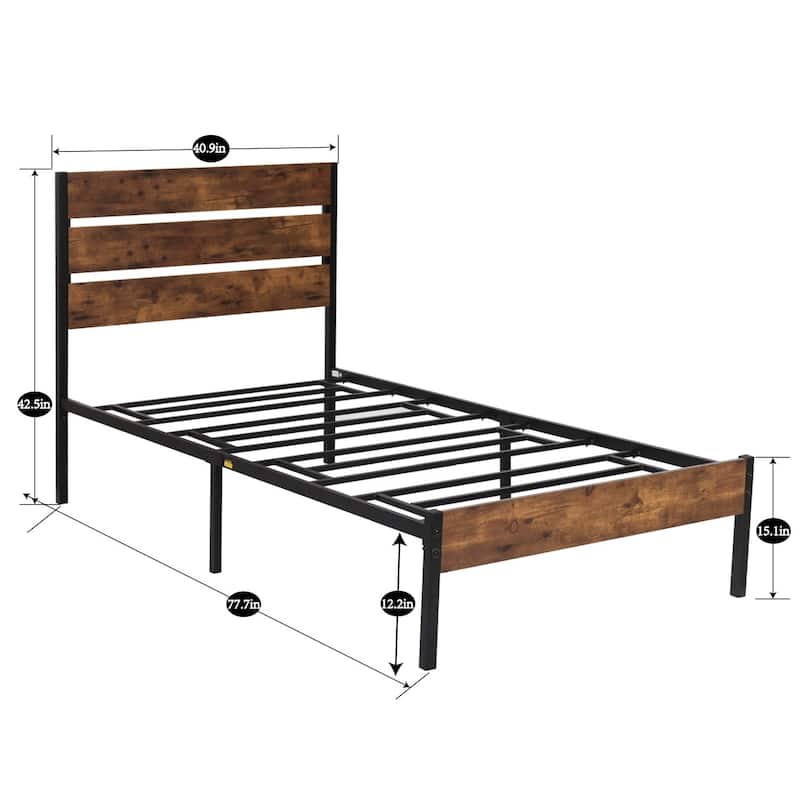 Taomika 3-Pieces Industrial Bed and Modern Square Nightstands Set