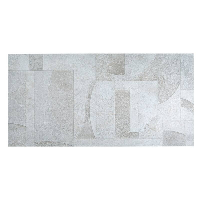 Imprint 24x48 in. Stone White Matte Color Body Porcelain Mid-Century Geometry Large Wall Tile (15.5 sq ft/case, 2-Pack) - Stone White