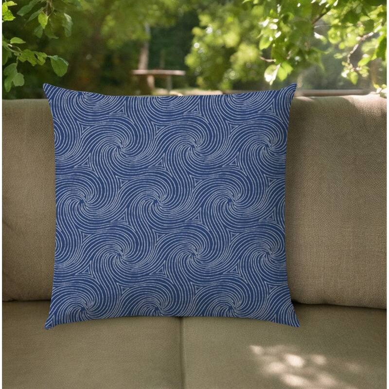 HomeRoots 20" Blue and White Swirl Indoor Outdoor Throw Pillow Cover - 19.5' X '19.5' X '0.25 - Blue and White - 19.5' X '19.5' X '0.25