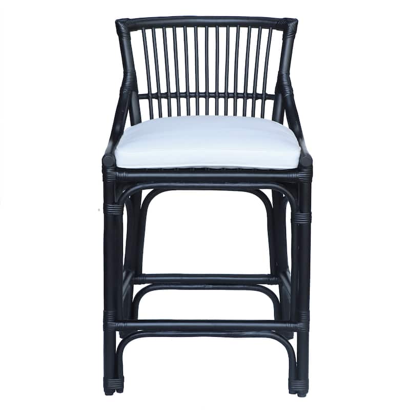Emily Rattan Counter Stool with Cotton Cushion by East at Main