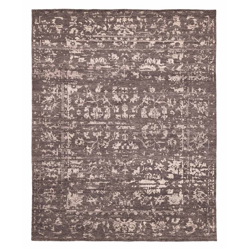 ECARPETGALLERY Hand-knotted Elysian Dark Grey Wool Rug - 8'1 x 10'0
