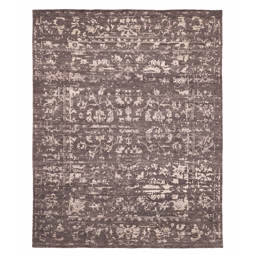 ECARPETGALLERY Hand-knotted Elysian Dark Grey Wool Rug - 8'1 x 10'0