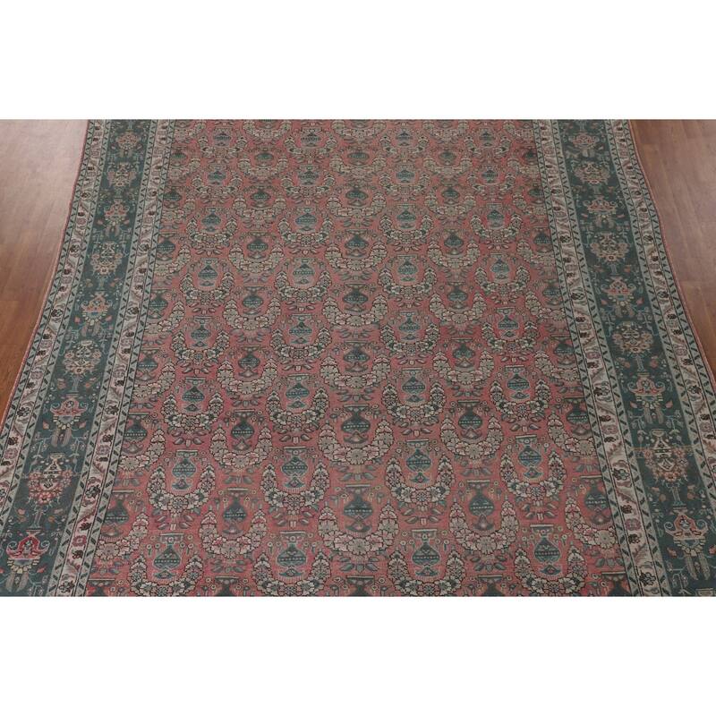 Over Dyed Pink Tabriz Persian Vintage Rug Handmade Wool Carpet - 9'9"x 12'7"