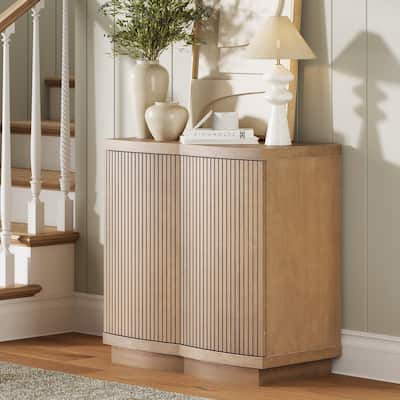 Tambellini Mid Century Modern Accent Cabinet with Doors or Media Storage Cabinet for Living Room with Solid Wood Base