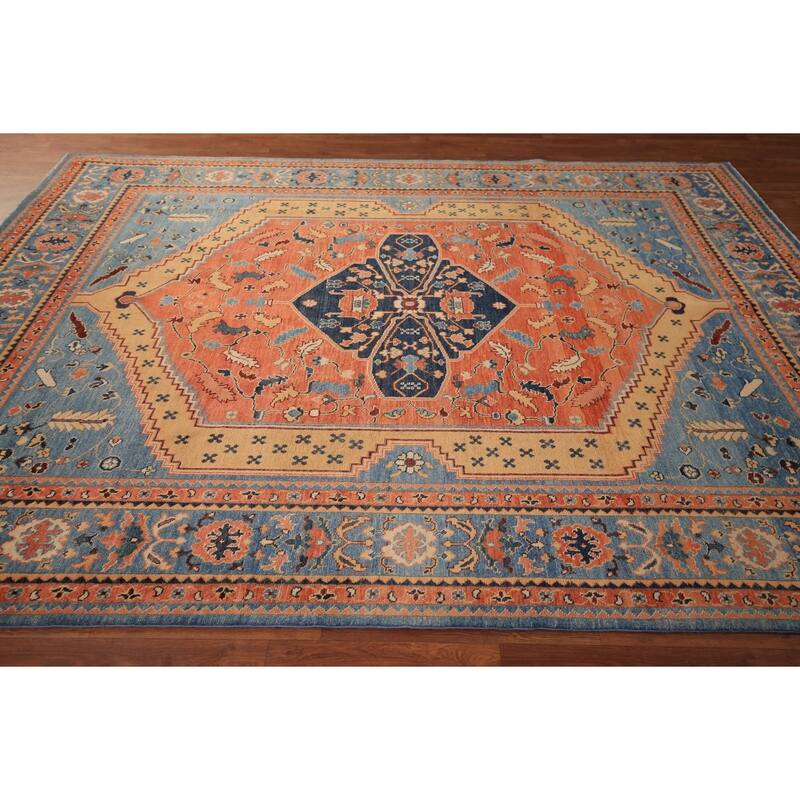 Orange Heriz Oriental Area Rug Handmade Wool Carpet - 5'10" x 9'0"
