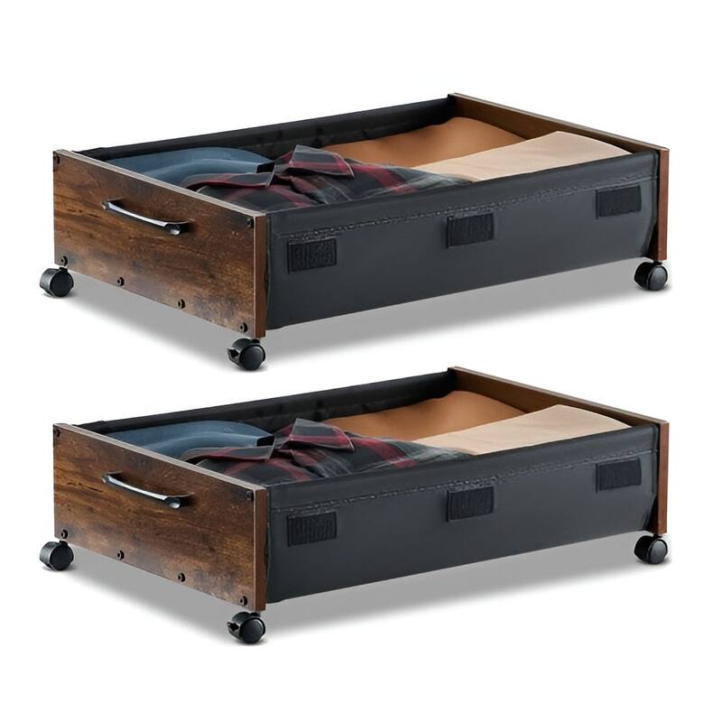 2-Pack Under Bed Storage Boxes with Label Slots Wheels and Clear Lid Fits Clothes Shoes Toys - 25.6 x 18.1 x 7.1 inch