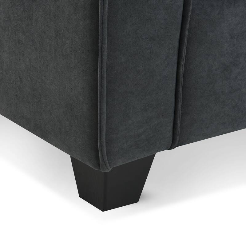 100" L-Shaped Suede Sectional Sofa with Ottoman and Pillows, 4-Seater Sleeper