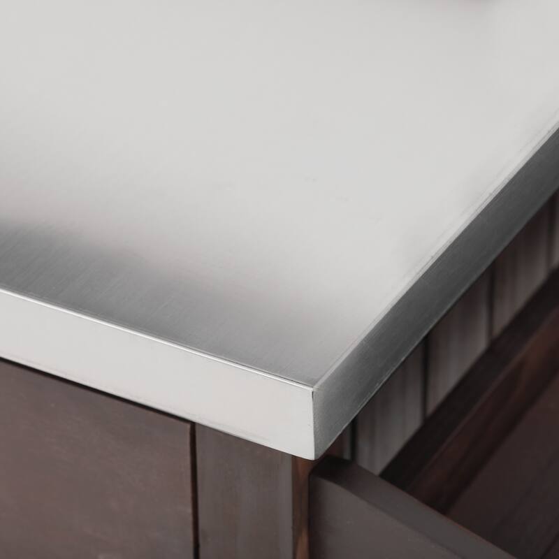 54.1" Outdoor Kitchen Island,Outdoor Grill Cart on Wheels, Potting Bench Table with Stainless Steel Top and Storage Cabinet