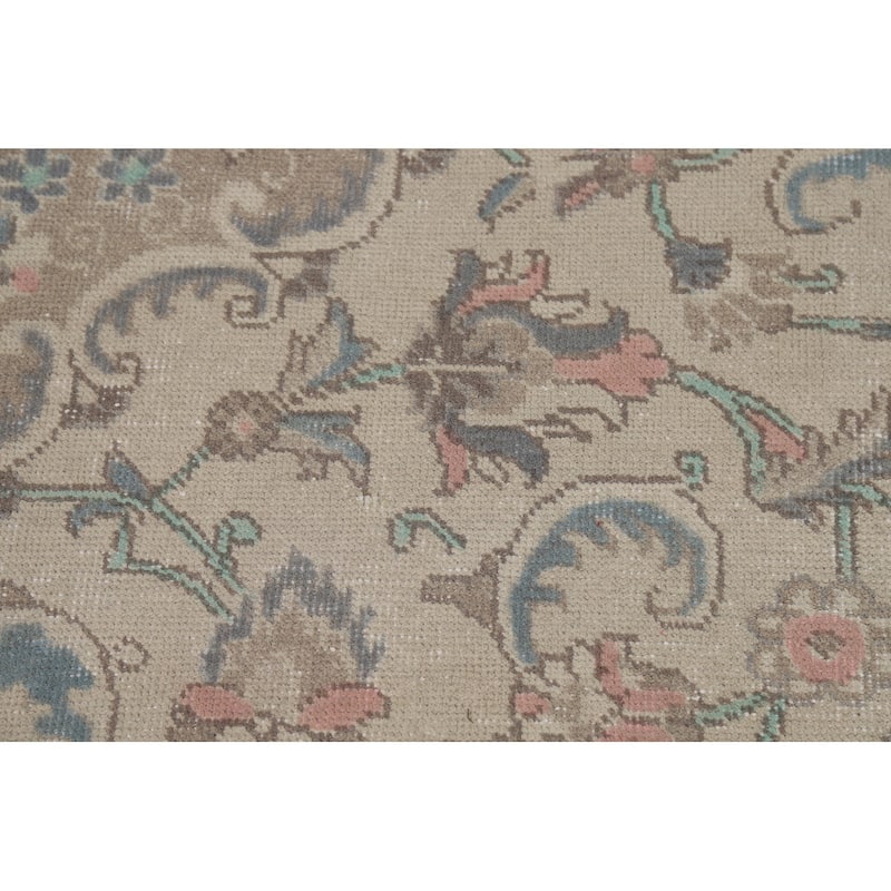 Floral Tabriz Persian Area Rug Oriental Hand-Knotted Wool Carpet - 9'3"x 12'4"