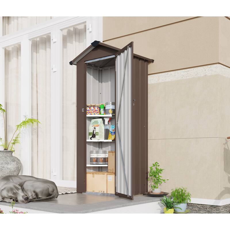 Galvanized Iron Garden Shed Tool Shed with Waterproof Lock & Stylish Design Outdoor Storage Shed for Backyard